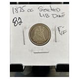 1875 CC Seated Liberty Dime