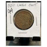 1850 Large Cent in Protective Holder