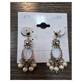 Sterling Silver Dangle Earrings with Pearls