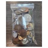 World Coins in Plastic Bag