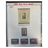 1937 U.S. Mint Stamps in Display Sheet