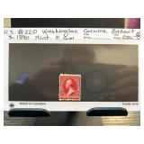 US #220 Washington Carmine Mint Stamp