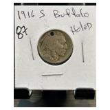 1916-S Buffalo Nickel with Hole
