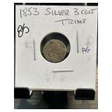 1853 Silver 3-Cent Trime Coin