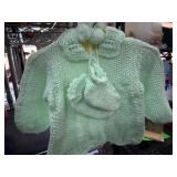 Hand-Knitted Baby Sweater with Hat