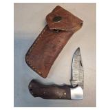 Folding Knife with Leather Sheath