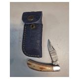 Folding Knife With Case and Decorative Blade