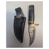 Handcrafted Knife With Sheath Featuring Brass Guar