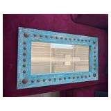 Rustic Mirror With Blue Wooden Frame