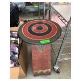 Wooden Pedestal Table with Painted Target Design