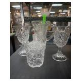 Crystal Decanter, Glasses, and Pitcher Set