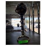 Glass Vase With Button Fill and Spiral Metal Base