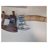 Engraved Viking-Style Axe with Leather Sheath