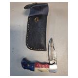 Folding Knife with Multicolor Handle and Case