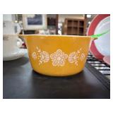Pyrex Yellow Serving Bowl with Floral Motif