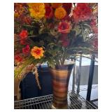 Striped Glass Vase with Artificial Floral Arrangem