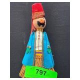 Handcrafted Folk Art Doll with Red Hat