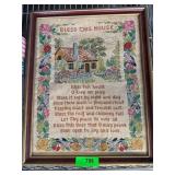 Framed Needlepoint Wall Hanging With Bless This Ho