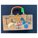 Wooden Box Purse with Dog and Poodle Design