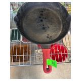 Lodge Cast Iron Skillet With Red Silicone Handle