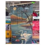 Painted Bamboo Wall Hanging With Swan Scene