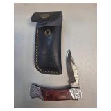 Folding Knife with Decorative Handle and Sheath