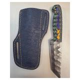 Damascus Steel Knife With Colorful Handle