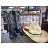 Cowboy Hat, Boots, and Framed Art Set
