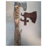 Decorative Handcrafted Axe with Leather Sheath