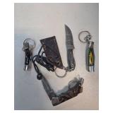 Four Folding Knives and Sheath