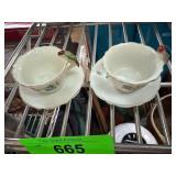 Miniature Tea Cups with Parrots and Saucers