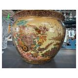 Hand-Painted Asian Motif Ceramic Jardiniere