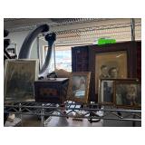 Framed Photos and Wooden Box