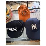 Three Baseball Caps with Various Logos