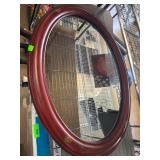 Oval Wooden Mirror With Embossed Leaf Design