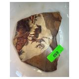 Painted Rock Fragment With Indigenous Scene