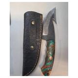 Custom Knife with Sheath and Decorative Handle
