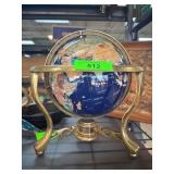 Blue Lapis-Style Globe in Brass Stand