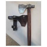 Hand-Forged Axe with Wooden Handle and Sheath