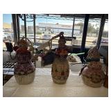 Three Hand-Painted Snowman Figurines