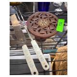 Vintage Echo Utensils and Wood Carved Trivet