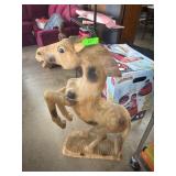 Hand-Carved Wooden Rearing Horse Sculpture