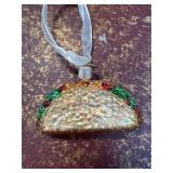 Glass Taco Ornament with Ribbon Accent
