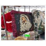 Christmas Santa Pillow and Snowbabies Throw