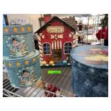 Holiday Decor Set With Sweet Shop and Snowman Tins
