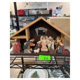 Nativity Scene with Wooden Stable