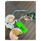 Grinch precious Moments and Koala Ornament
