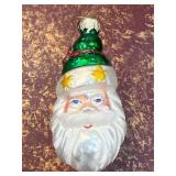 Hand-Painted Glass Santa Ornament