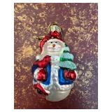 Glass Snowman Christmas Ornament with Embellishmen