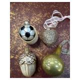 Four blown glass Christmas Ornaments